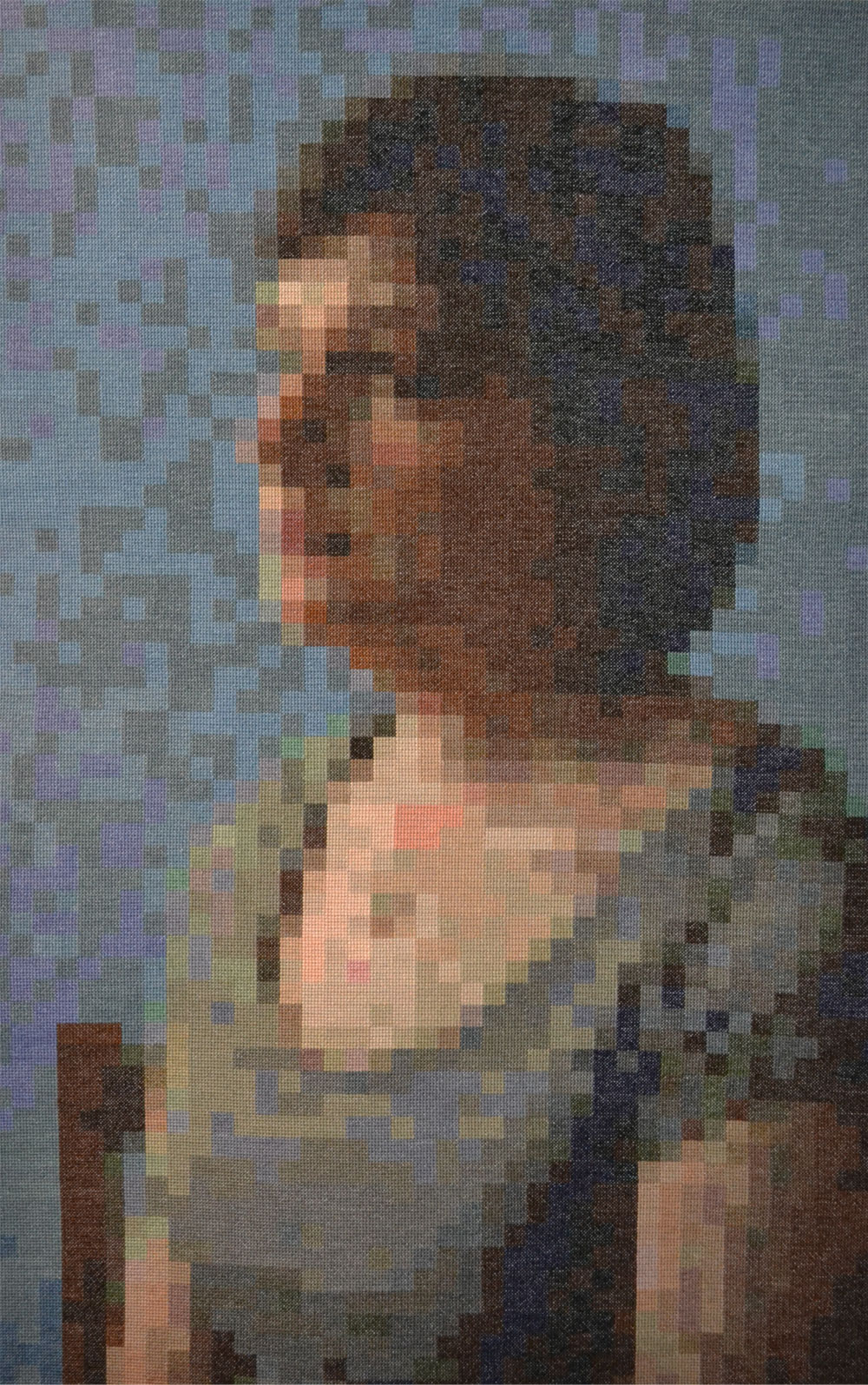 Reduction (Self-Portrait) - Cross-stitching on Aida cloth, 34x23 - 2015 - 2017